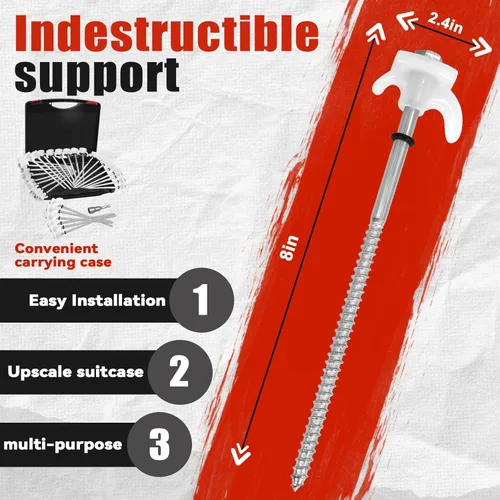 Miniatura 2 de Paquete de 12 estacas de tienda de 8" con tornillo para anclajes de suelo resistentes - Estacas de tienda de camping - Estacas de tienda roscadas