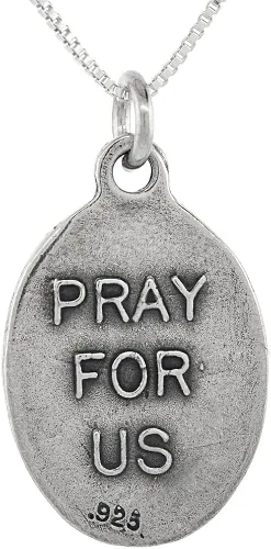 Miniatura 2 de Collar de medalla de San Rafael de plata de ley con acabado oxidado cadena ovalada de 0071in Plata esterlina Sin gemas