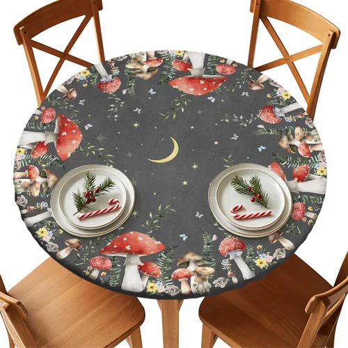 Miniatura 28 de Mantel Ajustable con Cola de Conejo de Pascua para Mesa Redonda, Cubierta de Mesa de Tulipán y Huevo de Primavera con Borde Elástico Impermeable