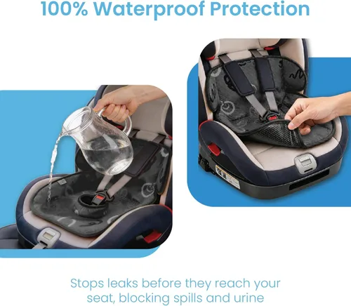 Miniatura 3 de Paquete de 2 Almohadillas Negras para Pipí – Protector Impermeable para Asiento de Coche y Cochecito para Entrenamiento de Orinal de Niños Pequeños