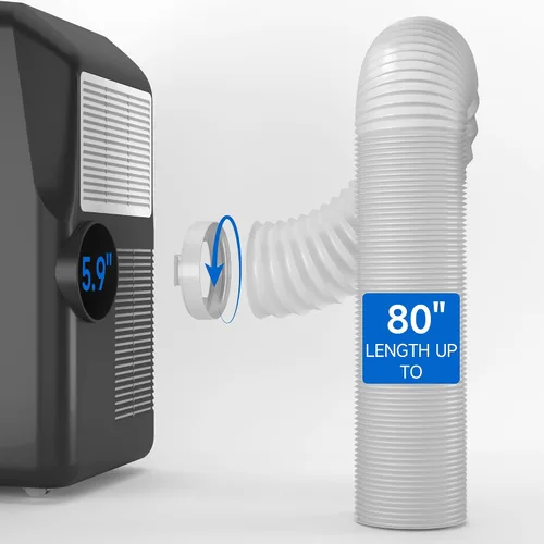Kit de manguera de aire acondicionado portátil flexible, 5.9 pulgadas de diámetro en sentido antihorario de manguera de escape de CA de 80 pulgadas
