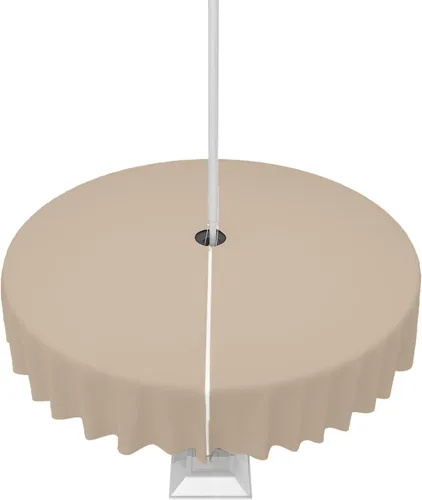 Miniatura 71 de QueenKer Mantel de exterior verde oliva con agujero para sombrilla y cremallera, mantel de color sólido para mesas cuadradas, colección de mesa