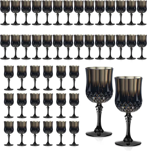 Miniatura 26 de XUWAIDSGN 48 Pcs Copas de Vino Vintage de Plástico de 7oz Vasos para Beber Vasos Irrompibles Cristalería para Bodas Copas de Agua de Cristal Goblets