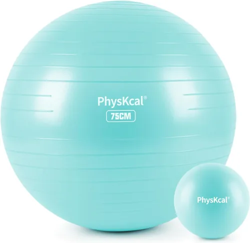Miniatura 33 de PhysKcal Pelota de yoga para ejercicio, set de pilates, pelota de fitness de 4 tamaños para entrenamiento, parto, embarazo, terapia física - Bomba
