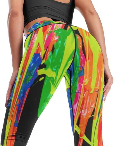 Miniatura 4 de Rainbow Watercolor Workout Leggings for Women High Waisted Tummy Control Yoga Pants