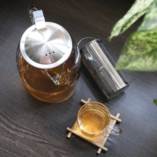 Miniatura 6 de Tetera con infusor para té suelto, tetera de vidrio para estufa, tetera de vidrio de borosilacato transparente con infusor y tapa, resistente al
