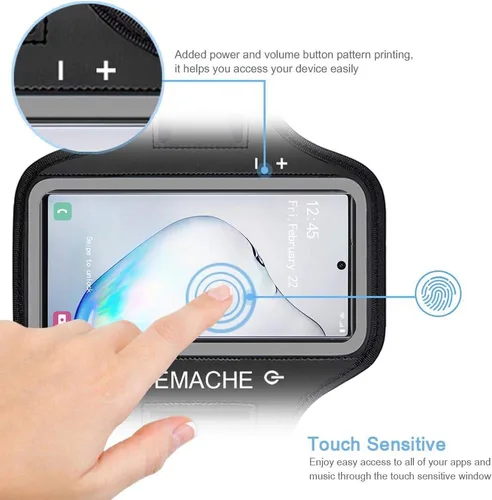 Miniatura 2 de Brazalete para Galaxy Note 10+, 9, 8, JEMACHE Gym Run, resistente al agua, para Samsung Galaxy Note 8/9/10 Plus con soporte para llaves (negro)