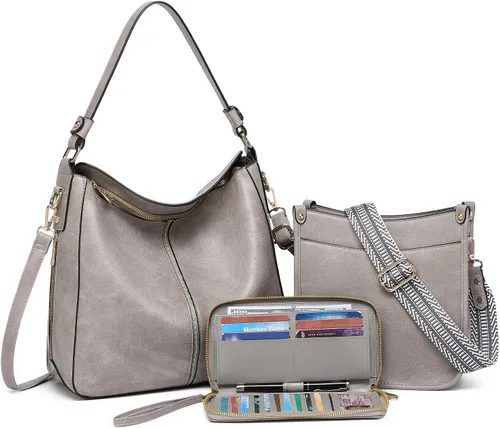 Miniatura 23 de Carteras para Mujeres 3PCS, Juego de Bolsos Cruzados Bolso Grande de Cuero Carteras de Hombro con Billetera Correas Ajustables para Damas Tote