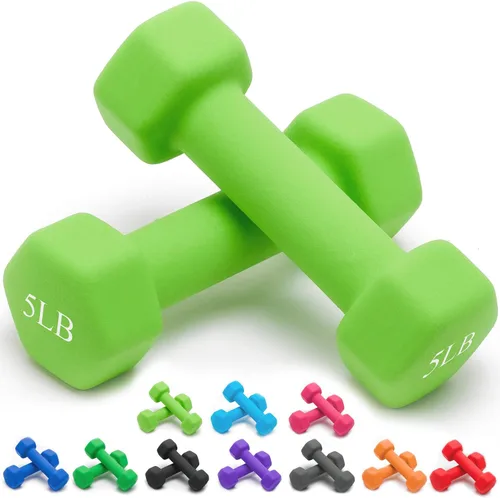 Miniatura 11 de Portzon Mancuernas con Pesos 10 Opciones de Colores Compatibles con Juego de 2 Mancuernas de Neopreno, 1-15 Libras, Antideslizantes, No se Ruedan