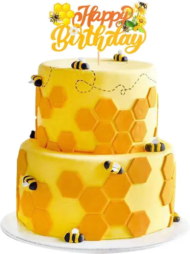 Miniatura 10 de Ercadio 24 piezas de decoración de cupcakes de abeja con purpurina de nido de abeja y miel para temática de abejas, baby shower, niños y niñas