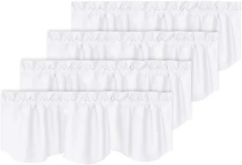 Miniatura 32 de Turquoize - Cenefa opaca para ventanas de cocina/baño/sala de estar/dormitorio con aislamiento térmico, cenefa festoneada con bolsillo para Aqua