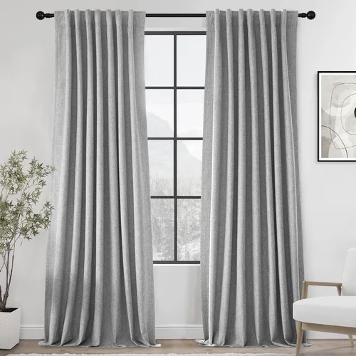 Miniatura 33 de UHITECH - Cortinas opacas beige para sala de estar, cortinas cortas de 35 pulgadas para habitación, cortinas negras para ventanas pequeñas, paneles