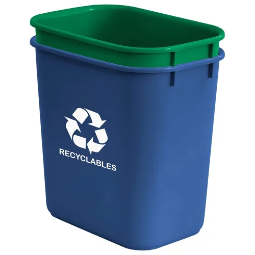 Miniatura 2 de Acrimet Cubo de basura para reciclaje y residuos, 6.75 galones, 27 cuartos de galón, 24 litros (plástico) (verde y azul) (juego de 2)