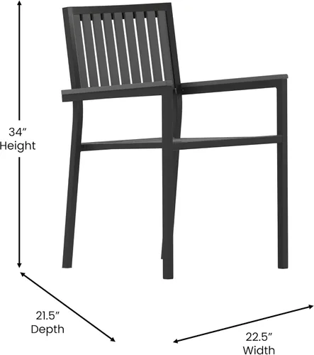 Miniatura 3 de Flash Furniture Harris - Juego de 2 sillas comerciales para interiores y exteriores, respaldo y asiento con listones de poliresina negra, marco