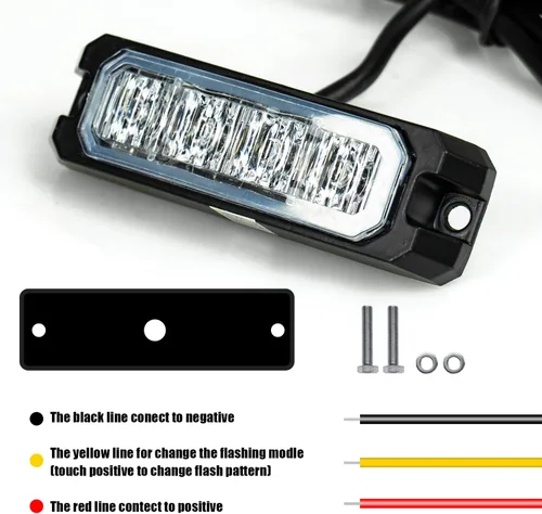 Miniatura 5 de Purishion - Luz estroboscópica con 4 luces LED color ámbar, impermeable, para barra de precaución, 10 patrones intermitentes, apto para automóvil