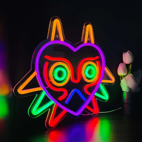Miniatura 5 de GGK Majora's Mask - Letrero LED de neón LoZ para decoración de pared de habitación, regalos para gamers, máscara de Zelda, decoración de sala