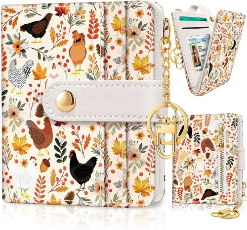 Miniatura 32 de Jogjam Cartera pequeña para mujer, Rfid delgada y compacta para tarjetas de crédito, billetera plegable de piel sintética, bolsillo con cremallera