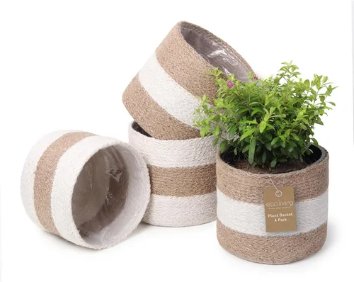 Miniatura 14 de Cesta de maceta de yute - Cubiertas de cuerda de yute tejidas para decorar suculentas de interior/exterior, macetas pequeñas - Juego de 2