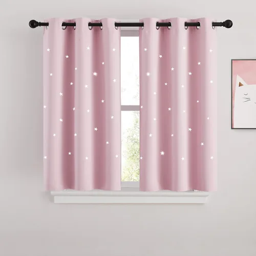 Miniatura 64 de NICETOWN Cortinas infantiles perforadas, cortinas marroquíes con estrellas azules para dormitorio de niñas, gruesas y suaves, para oscurecer la Azul