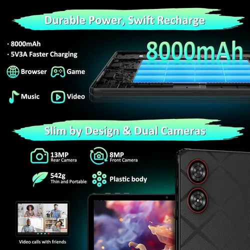 Miniatura 6 de POWMUS Tablet Android, tableta Android 15 de 11 pulgadas, tabletas con pantalla FHD 2K, 36 GB de RAM (12+24) y 256 GB de ROM, expansión de 1 TB