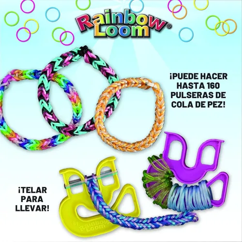 Miniatura 5 de Rainbow Loom® Treasure Box Sparkle Edition, 8,000 bandas de goma en 8 colores brillantes diferentes, y un bono de 2 telares felices, grandes