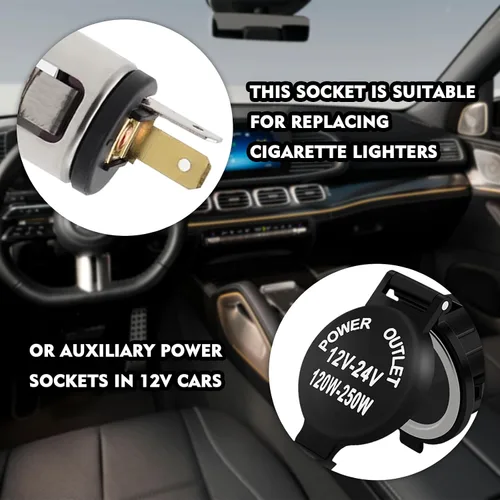 Miniatura 5 de Enchufe para encendedor de cigarrillos, adaptador de encendedor de cigarrillos de automóvil DC 12V/24V con cable de extensión, reemplazo de enchufe