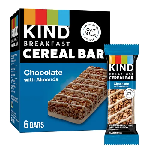 KIND Barras de cereales para el desayuno, aperitivos sin gluten, chocolate con almendras, caja de 9.3 onzas (36 barras)