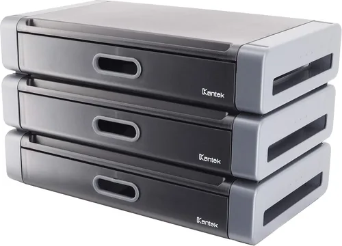 Miniatura 2 de Kantek Elevador de monitor con cajón y ranura para teléfono inteligente/tableta, 19 pulgadas de ancho x 11 pulgadas de profundidad x 4 pulgadas