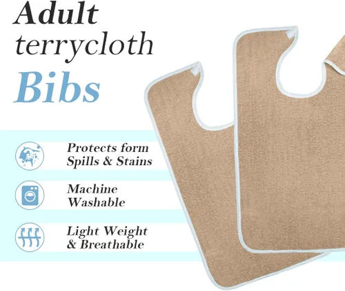Miniatura 6 de Avalon Towels Adult Bibs for Women 100% Cotton Bib for Adults for Eating - Terry Cloth Adult Bibs for Men Clothing Protectors