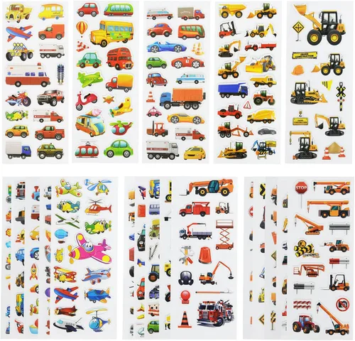 Miniatura 9 de 24 hojas (más de 400 unidades), calcomanías hinchadas en 3D de animales para niños pequeños, hojas de calcomanías preescolares a granel