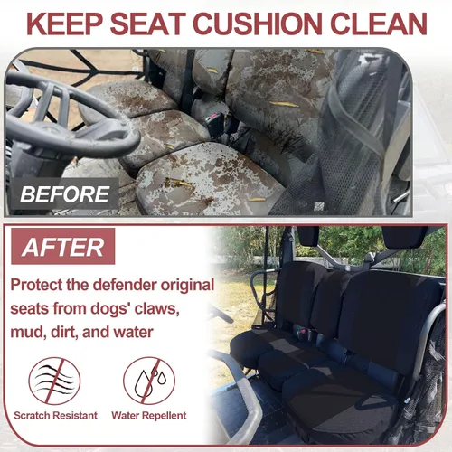 Miniatura 2 de StarknightMT UTV Defender Funda de asiento – Fundas de asiento impermeables a prueba de polvo compatibles con Can Am Defender DPS MAX 6X6 PRO Negro