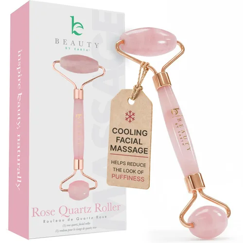 Rodillo facial de cuarzo rosa, regalos de relajación para mujeres, herramientas de cuidado de la piel para líneas finas y arrugas, regalos para