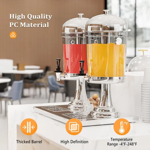 Miniatura 4 de ROVSUN Dispensador de bebidas de 4.4 galones/16.6L para fiestas, dispensador de bebidas con soporte, dispensador de bebidas de acero inoxidable