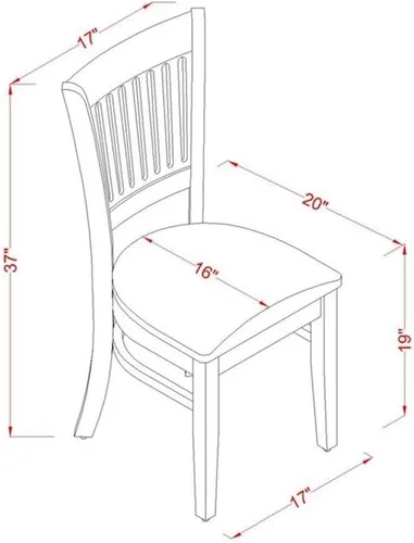 Miniatura 6 de East West Furniture NDVA3-LWH-C Juego de mesa y sillas de cocina de 3 piezas contiene una mesa de comedor rectangular con gotas y 2 sillas tapizadas