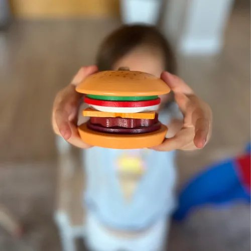 Miniatura 3 de Montessori Mama Hamburguesa apilable, crea un apilador de secuenciación de hamburguesas, juguetes de terapia ocupacional, juguete multicultural