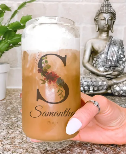 Miniatura 5 de Juego de vasos de cristal personalizados con pajita, regalo de Navidad, diseño personalizado con tu nombre y título, regalo de dama de honor