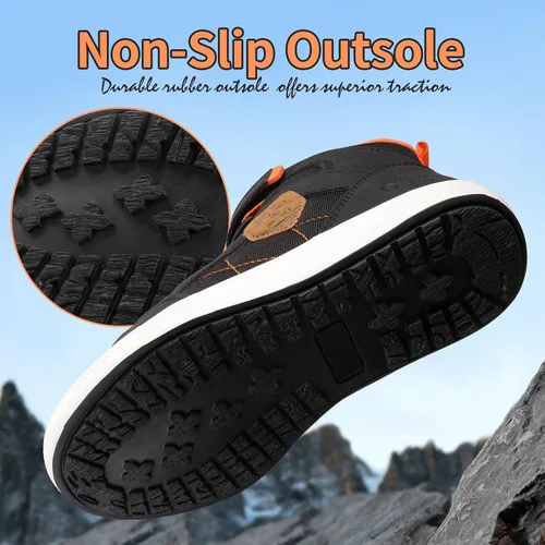 Miniatura 5 de UOVO Zapatos para niños resistentes al agua, botas de skate de media parte superior, botas atléticas para niños, talla 11 para niños pequeños a 6.5