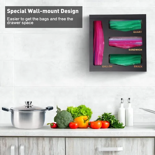Miniatura 4 de Ziplock - Organizador de almacenamiento para cajón de cocina, adecuado para galones, cuarto de galón, sándwich y aperitivos, bolsa de varios