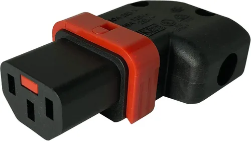 Bloqueo IEC + Rewireable (ángulo izquierdo/derecho). El primer conector IEC320-C13 rewireable de bloqueo del mundo. No más desconexión o