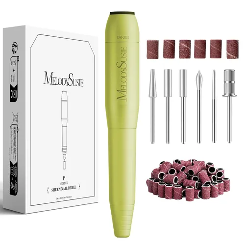 Miniatura 14 de MelodySusie - Kit de torno eléctrico PC120I negro con lima portátil para uñas de gel y acrílico, incluye fresas, bandas de limado, dorado