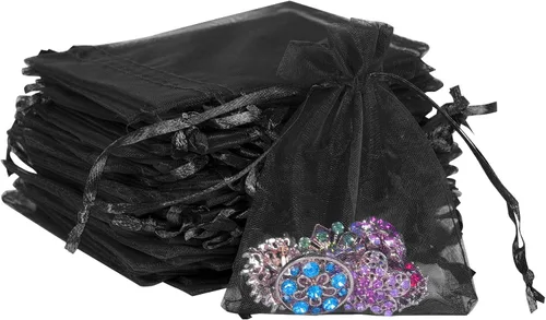 Miniatura 22 de Boshen 100/200 bolsas de organza transparentes para regalos y dulces, bolsas de malla para joyas con cordón al por mayor para detalles de bodas