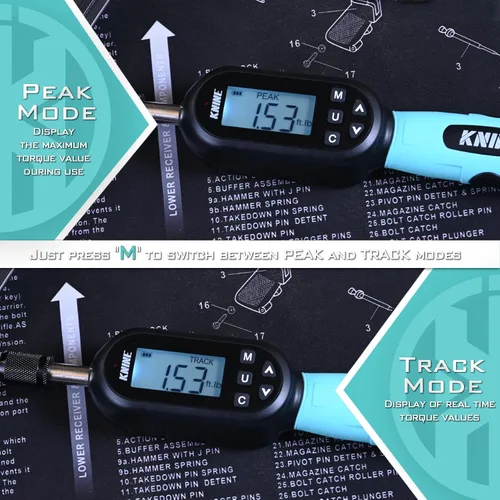 Miniatura 5 de KNINE OUTDOORS Juego de llave de torque digital de 1/4 pulgada, juego de destornillador de torque en pulgadas-libras para mantenimiento, 10-100