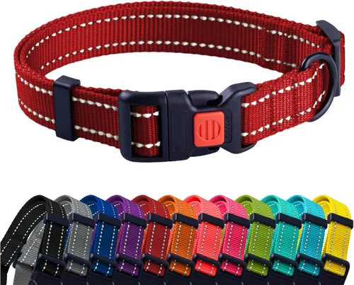 Miniatura 20 de CollarDirect Collar reflectante para perro o cachorro pequeño, mediano y grande con hebilla de liberación rápida, para machos y hembras, nailon Rojo