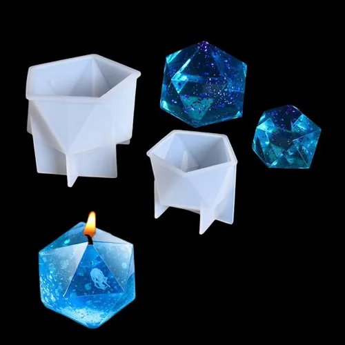 2 moldes de resina de gemas, moldes de silicona de piedras de cristal para resina, moldes de resina epoxi de cuarzo geométrico, manualidades, velas,