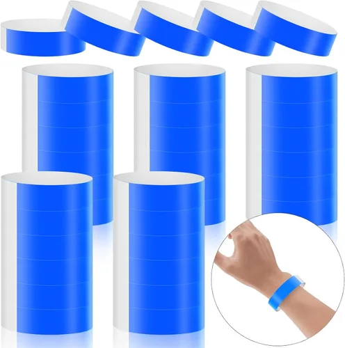 Miniatura 12 de 500 pulseras de papel para eventos, pulseras de fiesta de neón impermeables, bandas adhesivas para identificación de conciertos clubes, pulseras 10