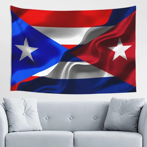 Miniatura 13 de Tapiz de bandera de Jamaica Puerto Rico y Jamaica, 60 x 40 pulgadas, divertido tapiz estético, arte de pared para dormitorio, sala de estar, colgar