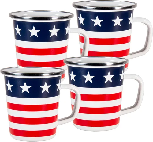Miniatura 7 de Golden Rabbit Enamelware Latte Tazas de café o té, 16 onzas, Aspen Grove, juego de 4
