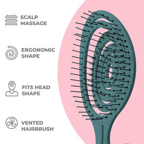 Miniatura 3 de Ninabella Cepillo desenredante para cabello para mujeres y hombres, no tira, cepillos alisadores para cabello liso y rizado, cepillo de pelo espiral