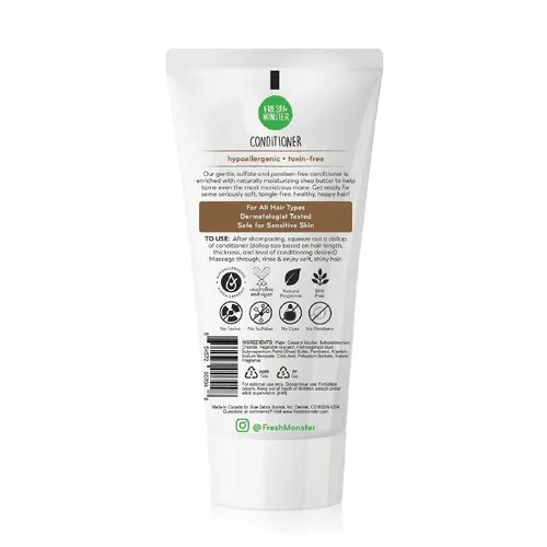 Miniatura 2 de Fresh Monster Acondicionador de cabello para niños, sin toxinas, hipoalergénico y natural, acondicionador para el cabello para niños, coco (6 onzas)