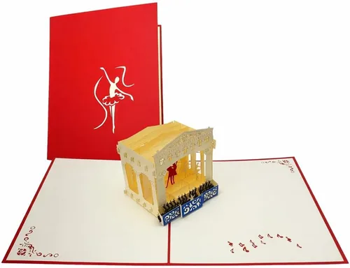 Miniatura 4 de iGifts And Cards Tarjeta de felicitación emergente 3D de Ballet Theater – Tarjeta de felicitación de escenario de actuación de baile, aniversario
